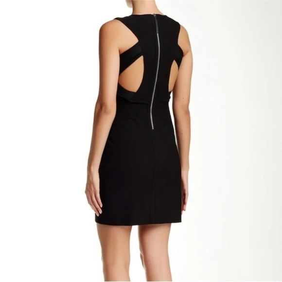Helmut Lang Black Compress Mesh Trim Cutout Twill Sleeveless Dress - Picture 7 of 8